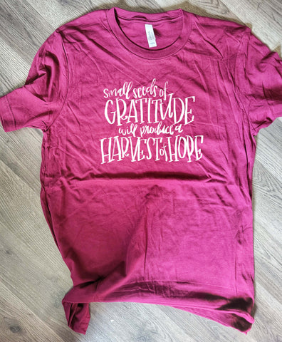 Small Seeds of Gratitude will produce a Harvest of Hope Tee