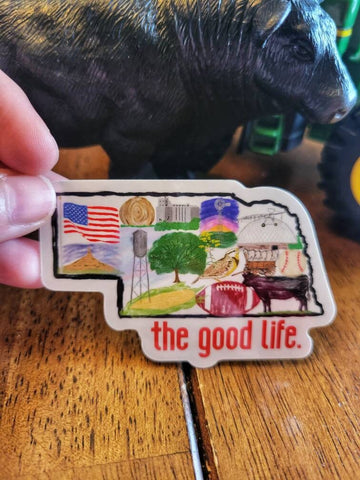 Nebraska Decal, Nebraska Sticker, The Good Life, Nebraska Gift, Laminated Sticker, Nebraska, State Stickers, Nebraska State, Good Life Decal